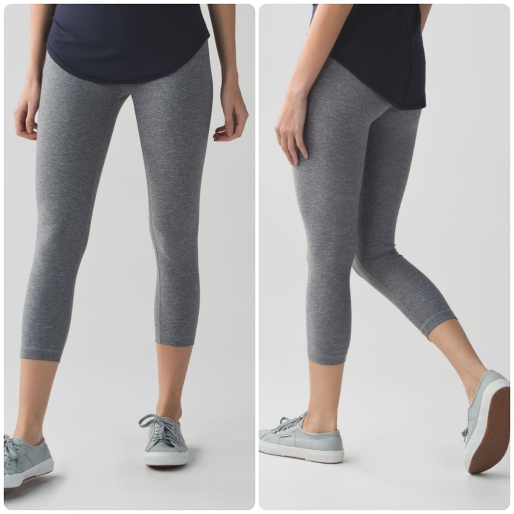 Lululemon Wunder Under Crop Leggings Heathered Grey Size 8